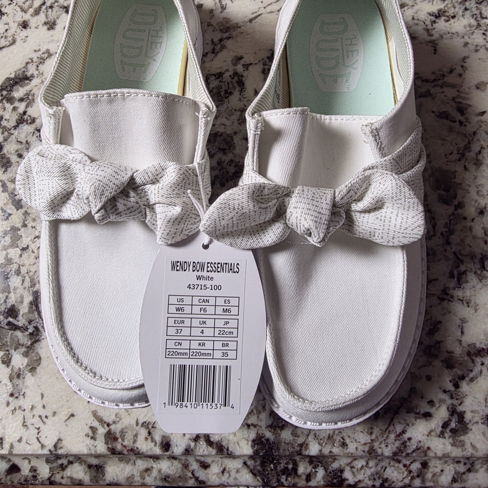 Hey Dude Women's Wendy Bow Essentials White Flats